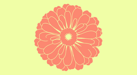 Graphic coral flower with layered petals on a pale yellow background