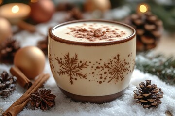 Steaming hot chocolate topped with cinnamon.