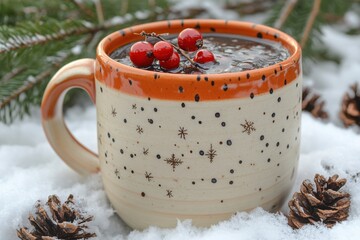 Cup of hot chocolate with a cherry on top.