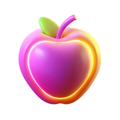 Obraz premium Glowing pink and yellow apple isolated on transparent background