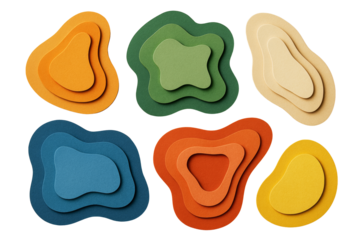 Colorful abstract layered paper cutout shapes, isolated style, on white background. Concept of modern design elements and creative layout. Ai generative