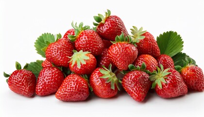 Fresh Strawberries Pile Isolated On White Background