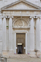 Entrance to Santa Maria Maddalena Church at Sestiere of Cannaregio in Venice Italy