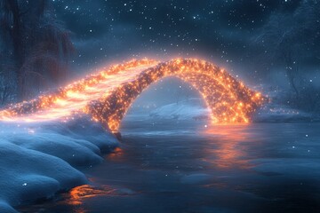 Fire engulfs a bridge.