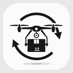 Drone Delivery Flag Vector Modern Logistics and Transportation with Automated Aerial System