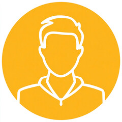 Modern minimalist male avatar on a vivid orange circle backdrop illustration