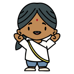 happy indian woman with raised arms