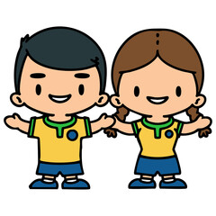 male and female Brazil soccer players