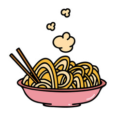 steaming udon noodles served in bowl