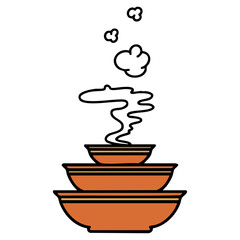 stack of japanese steaming food bowls