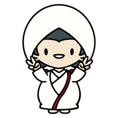 celebrating japanese woman in traditoinal wedding clothes