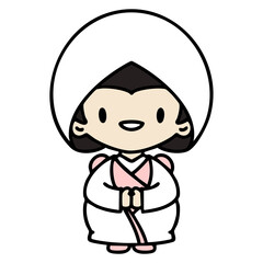 happy japanese woman in traditional bridal outfit