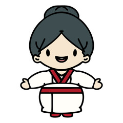 happy japanese woman with open arms