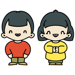 happy japanese couple standing together