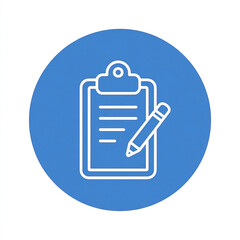 Clipboard and Pencil Icon Representing Checklist or Survey in Circular Design