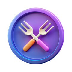 Two crossed forks icon isolated on transparent background