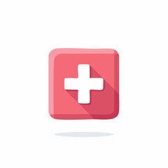 Obraz premium Simple medical cross icon inside a rounded square with a subtle shadow effect