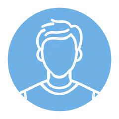 Minimalist avatar illustration of a young man on a sky blue circular backdrop