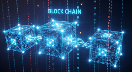 Block Chain Digital Cryptocurrency Network Abstract Technology Blue