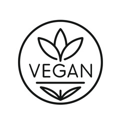 Obraz premium vector icon of a green leaf, Vegan Logo. Raw, Healthy Food Badge.