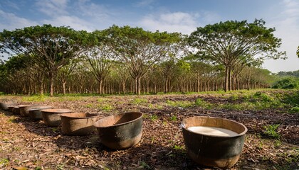 Seringa Trees With Bowls For Rubber