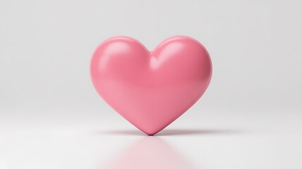 Pink Heart on White Background Expressing Love and Valentine's Day Romance, Emphasizing Smooth Texture and Simple Elegance in a Clean Presentation