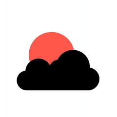 Minimalist flat style illustration of a sun and cloud icon