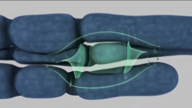 3D animation of a nerve cell, showing the process of saltatory conduction along a myelinated axon.