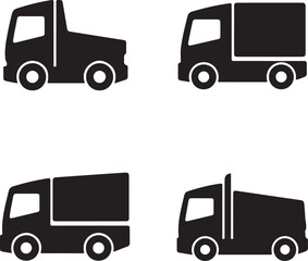 Four black truck silhouettes transport vehicle