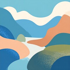 Abstract landscape with soft color palette