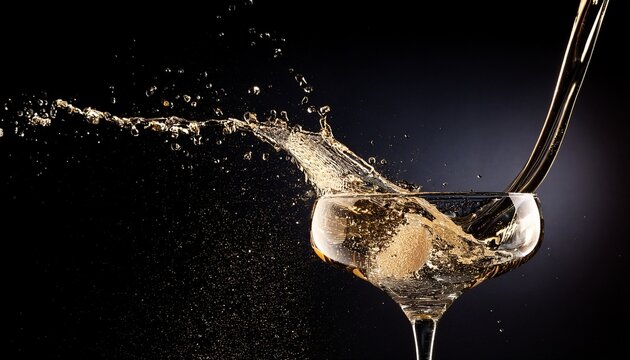 sparkling liquid splashing in a coupe glass - Powered by Adobe