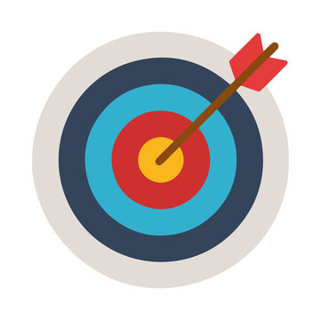 "Bullseye Target Icon &ndash; Concentric Rings with Arrow in Center for Accuracy, Achievement, and Goal-Oriented Design Projects"