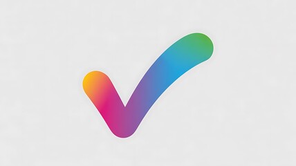 Vibrant Gradient Check Mark Icon Against a Textured White Background, Indicating Completion or Approval in a Modern Design