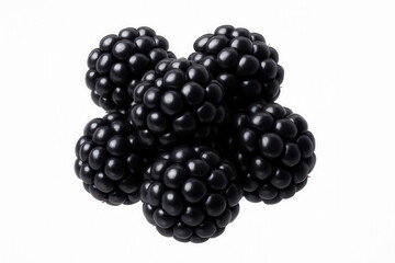 Cluster of semi-glossy blackberries floating.