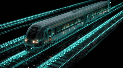 a futuristic train traveling through an intricate network of tunnels