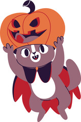 Kitty Wearing Pumpkin