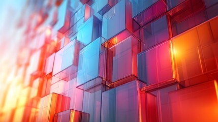 Kubus kaca abstrak dengan warna-warna cerah dan desain modern
