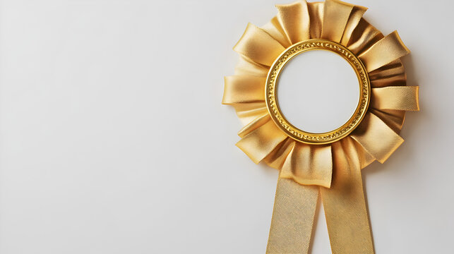 Golden seal and ribbon design isolated on white backdrop, luxury decorative emblem ideal for certificate template, premium award recognition, prestigious honor, and elegant achievement symbol