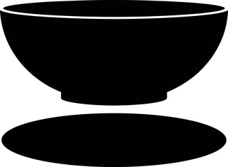 Black silhouette of a simple bowl and its shadow