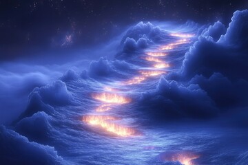 Stairway reaching stars.