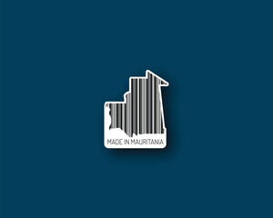 “Made in Mauritania” barcode silhouette — versatile asset for export labels, packaging and branding. Clean vector, great for stock and print projects.