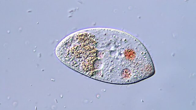Protozoa microorganism in pond water under microscope 