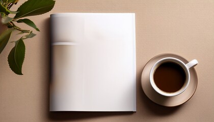 Magazine Mockup With A Cup Of Coffee On The Beige Table