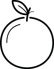 Vector art of outline of an apple with a leaf