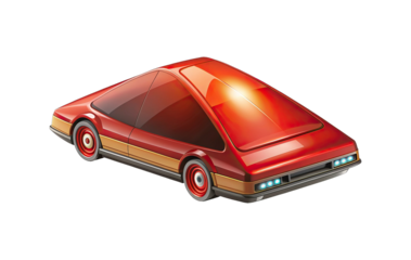 Futuristic red car concept with sharp lines on a black background