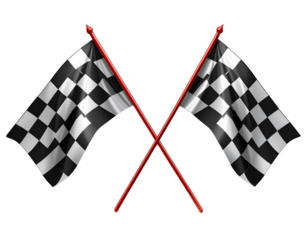 Crblack and white racing flags with red sticks isolated on transparent background PNG
