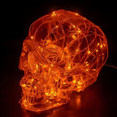 Glowing String Lights Inside a Hollow Skull
