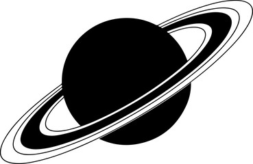 Planet Saturn with detailed planetary rings silhouette vector illustration © Print