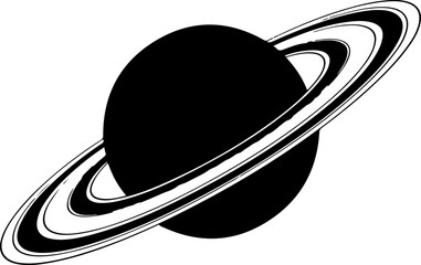Planet Saturn with detailed planetary rings silhouette vector illustration © Print