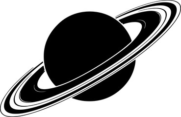 Planet Saturn with detailed planetary rings silhouette vector illustration © Print